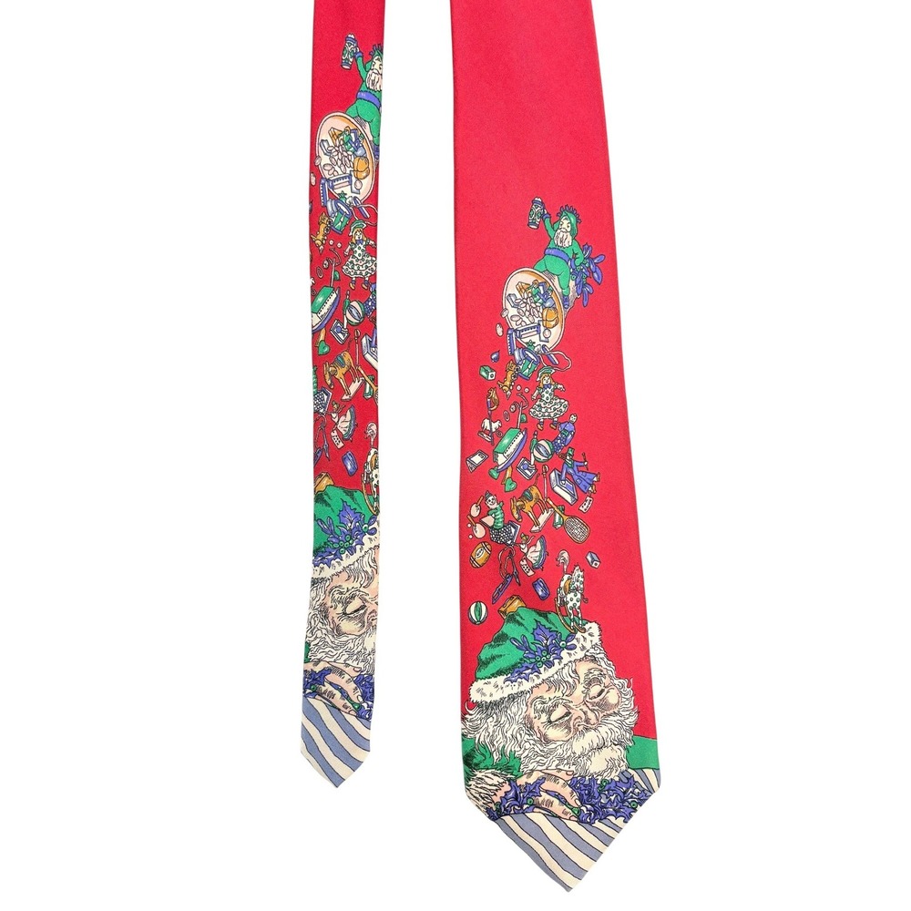 Robert Talbott for Nordstrom Mens Red Santa Claus Christmas Silk Tie Italy